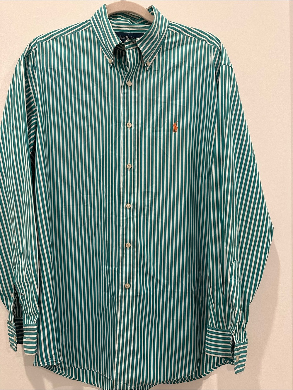 Polo by Ralph Lauren Teal & White Vertical Stripe Button-Down Shirt
